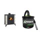 Set Kaminofen, Holzofen Prity, Modell K RK, 10kW, Keramikverkleidung, Füße + Elektrischer Aschesauger Ribimex, Modell Cenetì, Fassungsvermögen 15 L | Holzofen | Kaminofen |