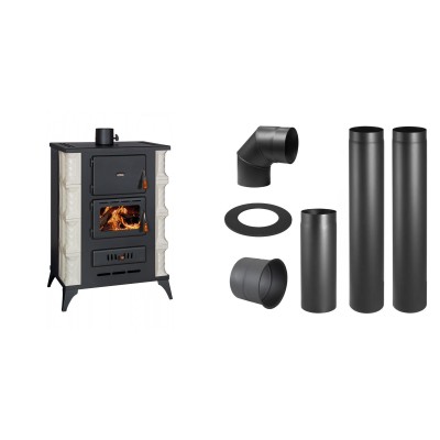 Set Kaminofen Wasserführend Prity, Modell S3 W13 RK, Leistung 15kW, Keramikverkleidung + Schornstein Bausatz PARKANEX, Stahl Ø130, Dicke 2mm - Produktvergleich