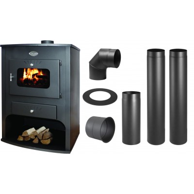 Set Holzofen Zvezda, Model Maxi VR 16, Leistung 32kW, Wassermantel + Schornstein Bausatz PARKANEX, Stahl Ø130, Dicke 2mm - Produktvergleich