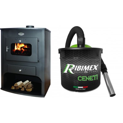 Set Holzofen Zvezda, Model Maxi VR 16, Leistung 32kW, Wassermantel + Elektrischer Aschesauger Ribimex, Modell Cenetì, Fassungsvermögen 15 L - Produktvergleich