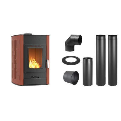 Set Kaminofen, Holzofen Wasserführend Velmora Fire ATS HYDRO, 25kW + Schornstein Bausatz PARKANEX, Stahl Ø150, Dicke 2mm - Küchenofen / Küchenhexe