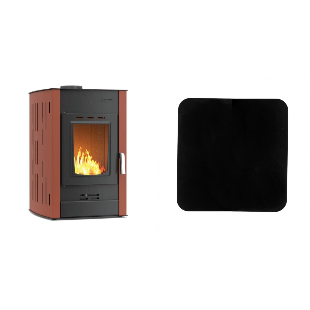Set Kaminofen, Holzofen Wasserführend Velmora Fire ATS HYDRO, 25kW + Funkenschutzplatte Stahl 2mm, Größe 98x98cm | Holzofen | Kaminofen |
