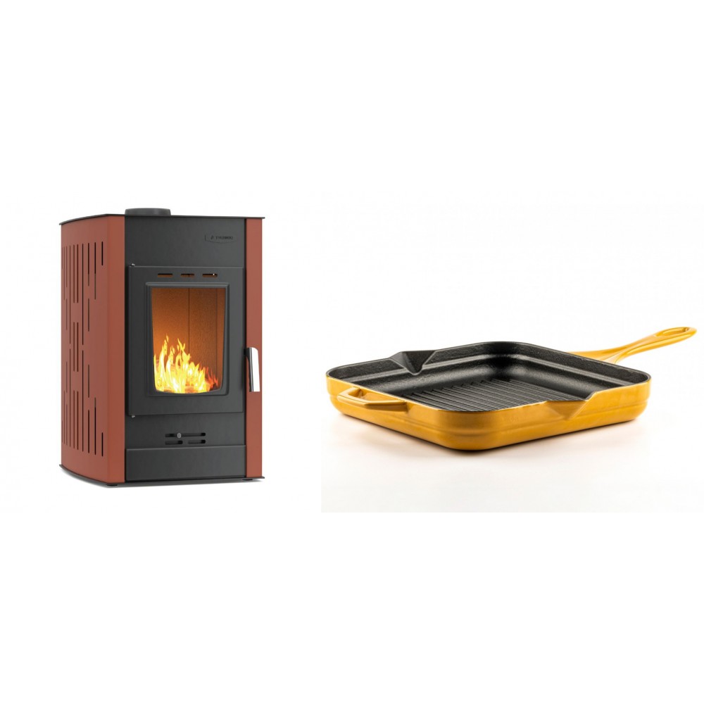 Set Kaminofen, Holzofen Wasserführend Velmora Fire ATS HYDRO, 25kW + Emaillierte grillpfanne Gusseisen Solagio, Dijon, 28х28cm