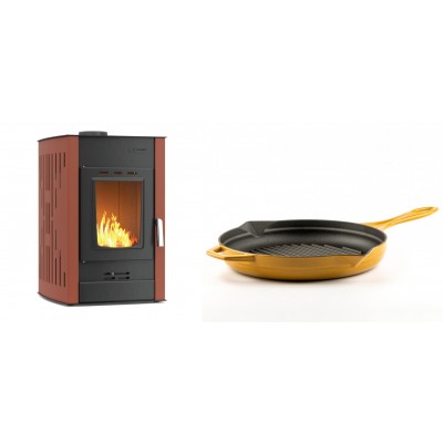 Set Kaminofen, Holzofen Wasserführend Velmora Fire ATS HYDRO, 25kW + Emaillierte grillpfanne Gusseisen Solagio, Dijon, Ф28cm - Küchenofen / Küchenhexe