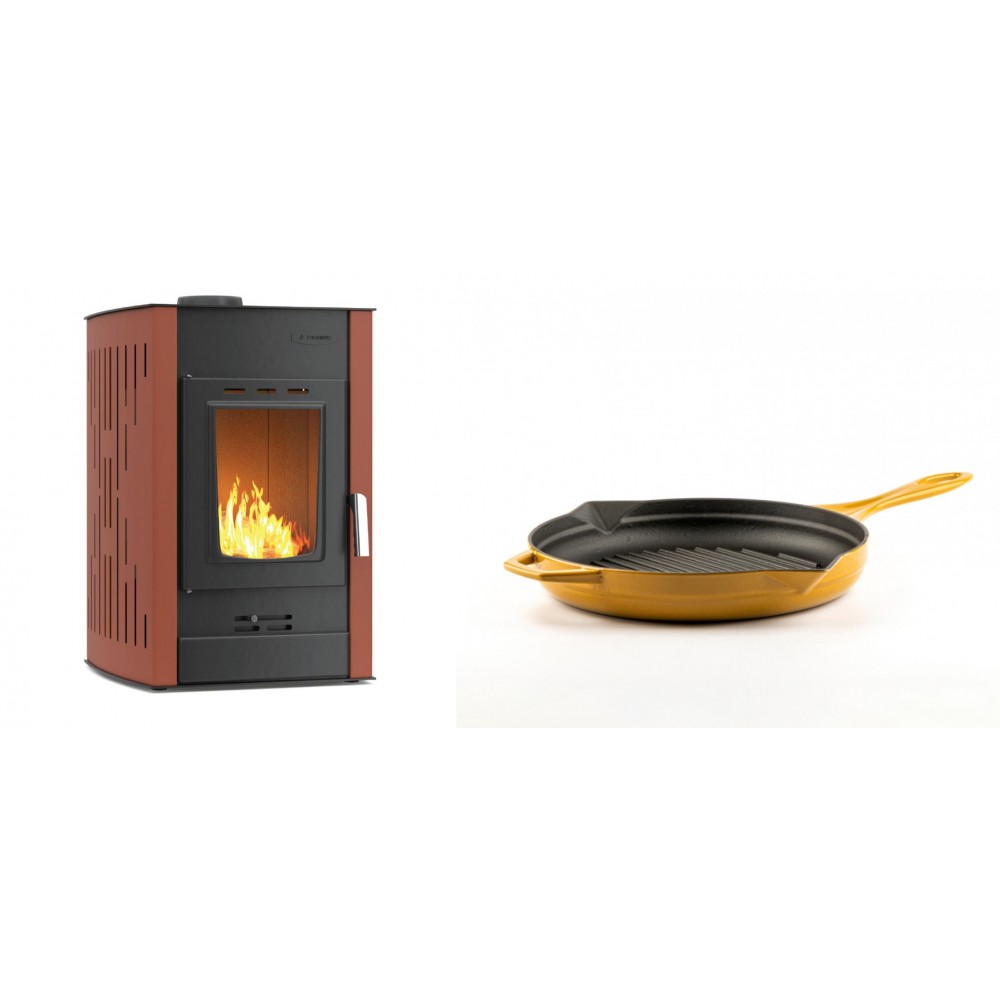 Set Kaminofen, Holzofen Wasserführend Velmora Fire ATS HYDRO, 25kW + Emaillierte grillpfanne Gusseisen Solagio, Dijon, Ф24cm