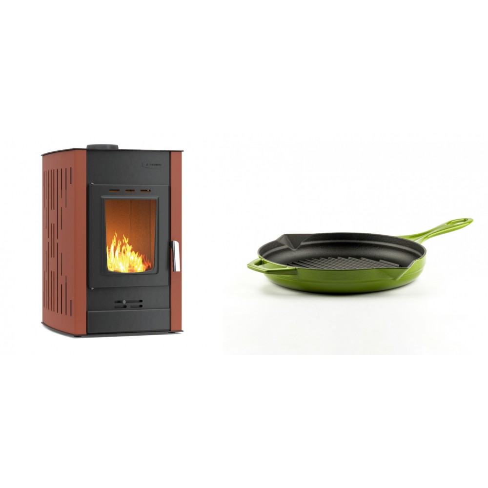 Set Kaminofen, Holzofen Wasserführend Velmora Fire ATS HYDRO, 25kW + Emaillierte grillpfanne Gusseisen Solagio, Bamboo, Ф24cm | Holzofen | Kaminofen |