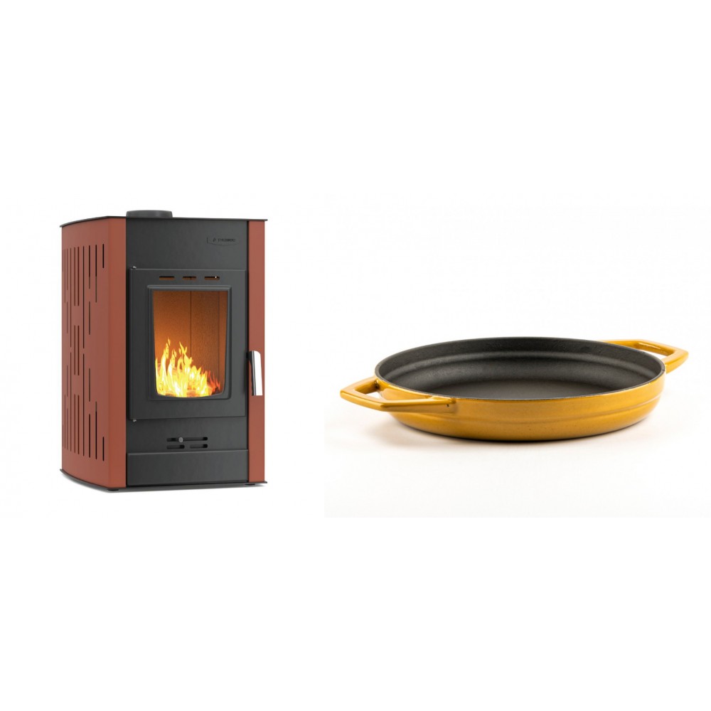 Set Kaminofen, Holzofen Wasserführend Velmora Fire ATS HYDRO, 25kW + Emaillierte gusseisenpfanne mit zwei Griffen Solagio, Dijon, Ф22cm | Holzofen | Kaminofen |