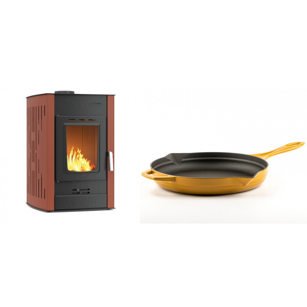 Set Kaminofen, Holzofen Wasserführend Velmora Fire ATS HYDRO, 25kW + Emaillierte Gusseisenpfanne Solagio, Dijon, Ф28cm | Holzofen | Kaminofen |