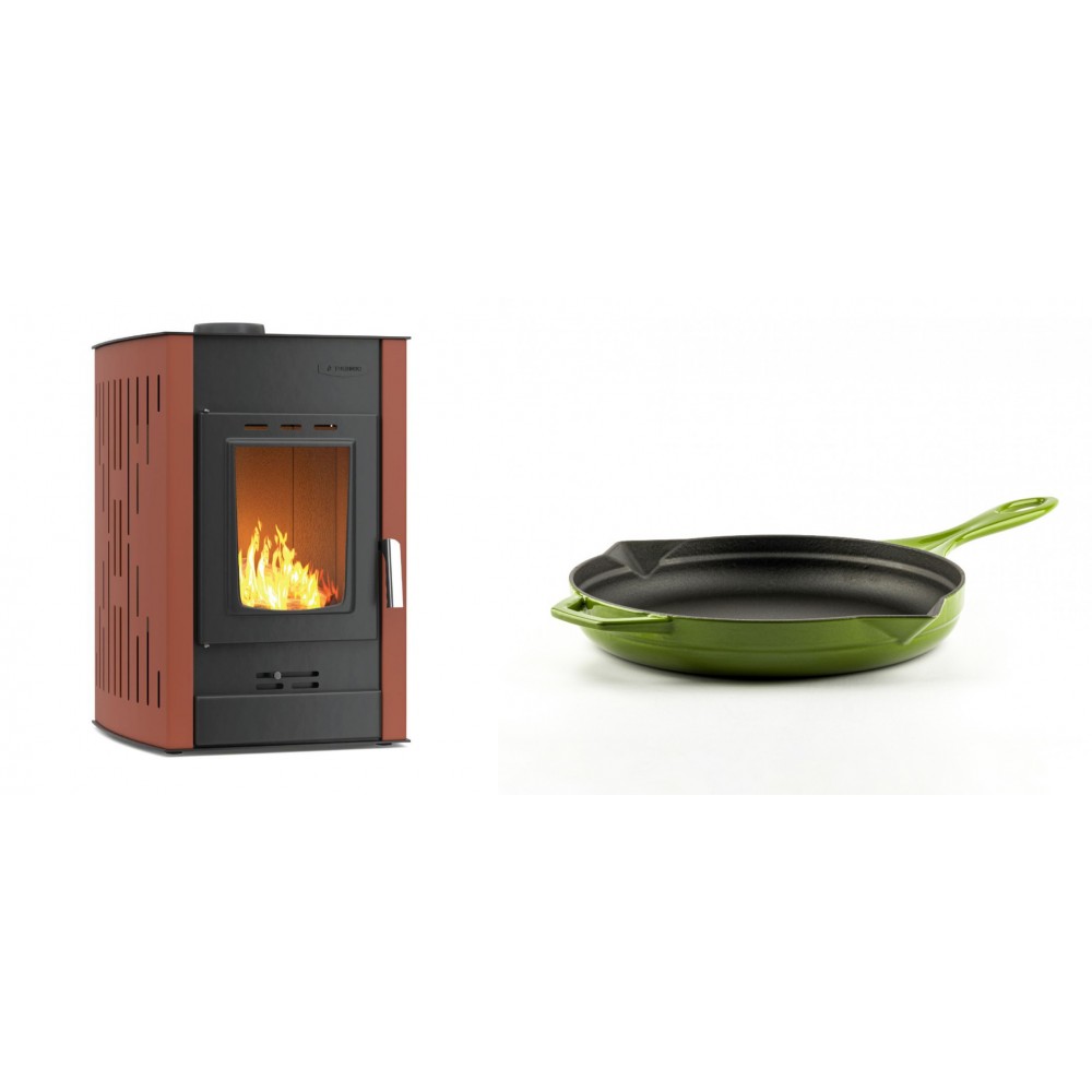 Set Kaminofen, Holzofen Wasserführend Velmora Fire ATS HYDRO, 25kW + Emaillierte Gusseisenpfanne Solagio, Bamboo, Ф24cm | Holzofen | Kaminofen |