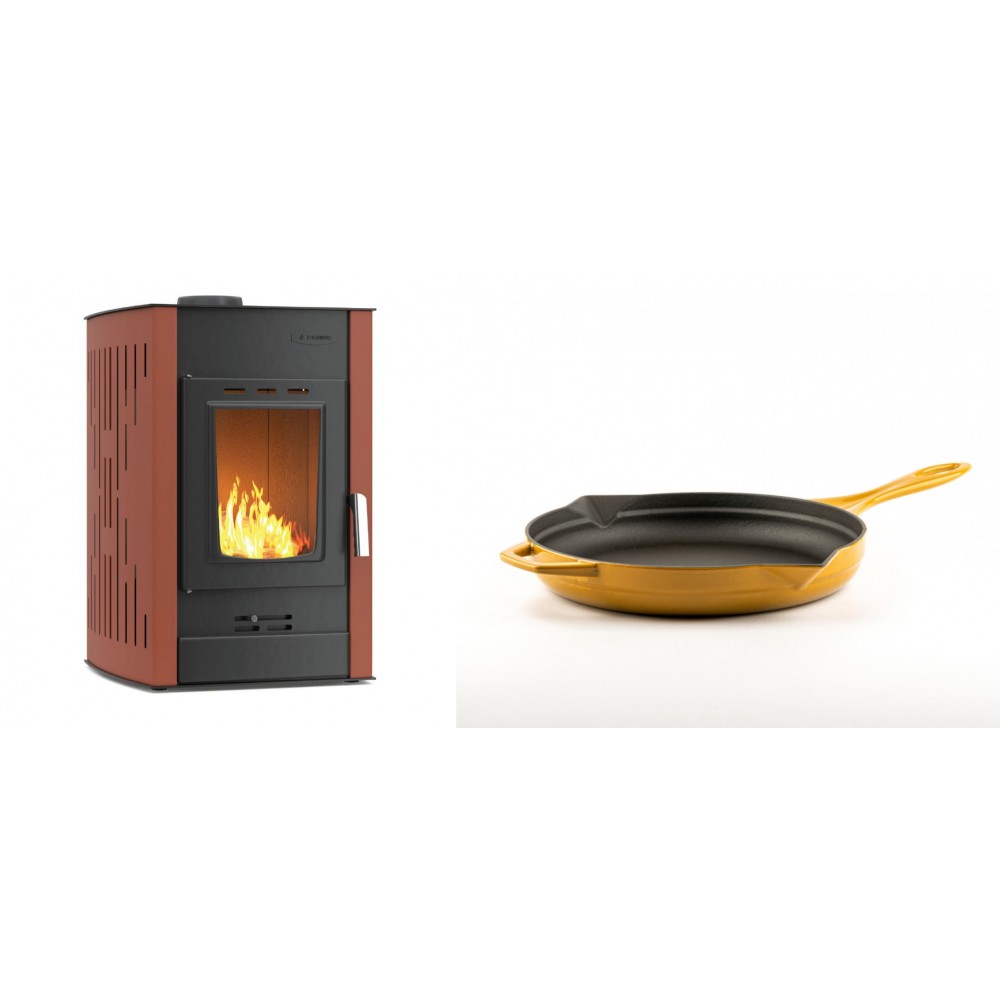 Set Kaminofen, Holzofen Wasserführend Velmora Fire ATS HYDRO, 25kW + Emaillierte Gusseisenpfanne Solagio, Dijon, Ф24cm | Holzofen | Kaminofen |