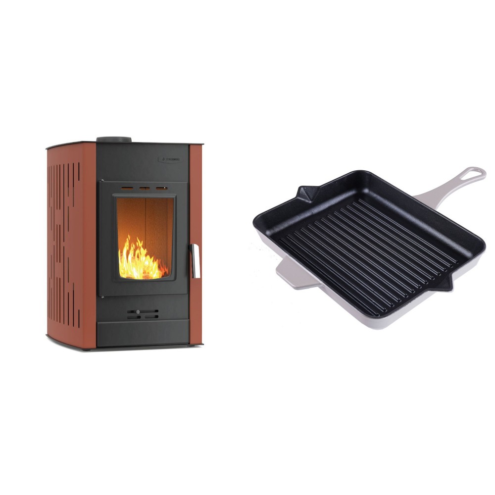 Set Kaminofen, Holzofen Wasserführend Velmora Fire ATS HYDRO, 25kW + Emaillierte grillpfanne Gusseisen Solagio, Ivory, 26x32cm | Holzofen | Kaminofen |