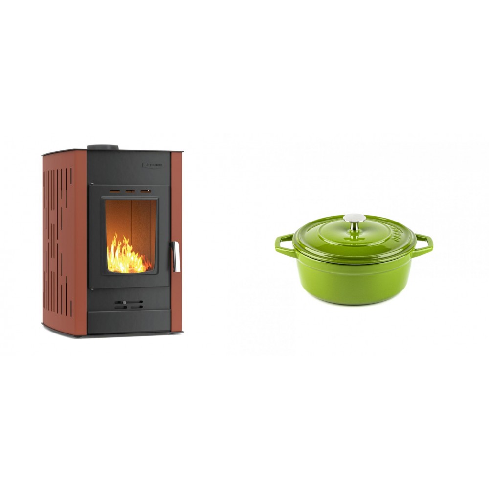 Set Kaminofen, Holzofen Wasserführend Velmora Fire ATS HYDRO, 25kW + Gusseisen Topf Tiefer Solagio, Bamboo, Ф12 | Holzofen | Kaminofen |