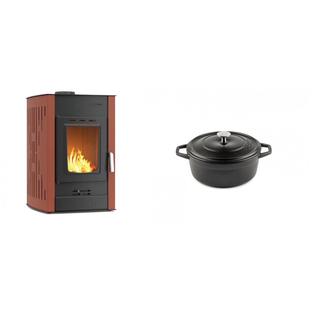 Set Kaminofen, Holzofen Wasserführend Velmora Fire ATS HYDRO, 25kW + Gusseisen Topf Tiefer Solagio, Black Onyx, Ф12 | Holzofen | Kaminofen |