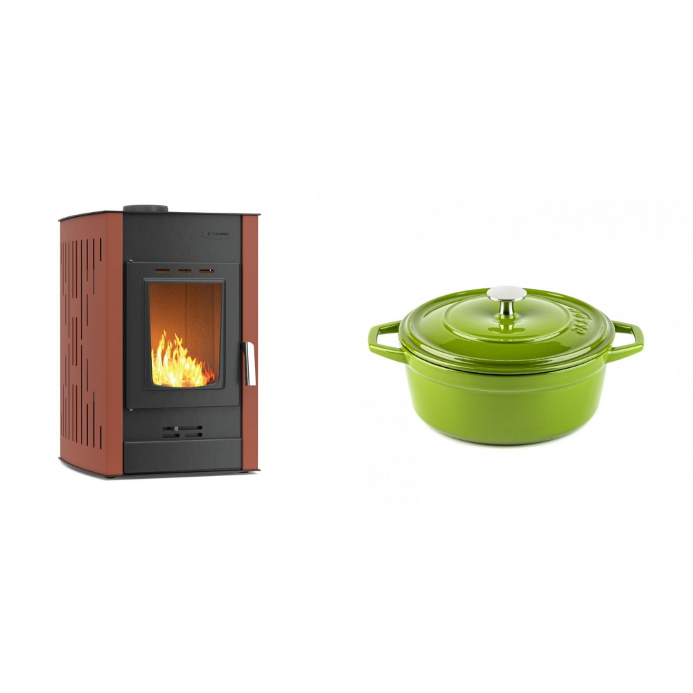 Set Kaminofen, Holzofen Wasserführend Velmora Fire ATS HYDRO, 25kW + Gusseisen Topf Tiefer Solagio, Bamboo, Ф20