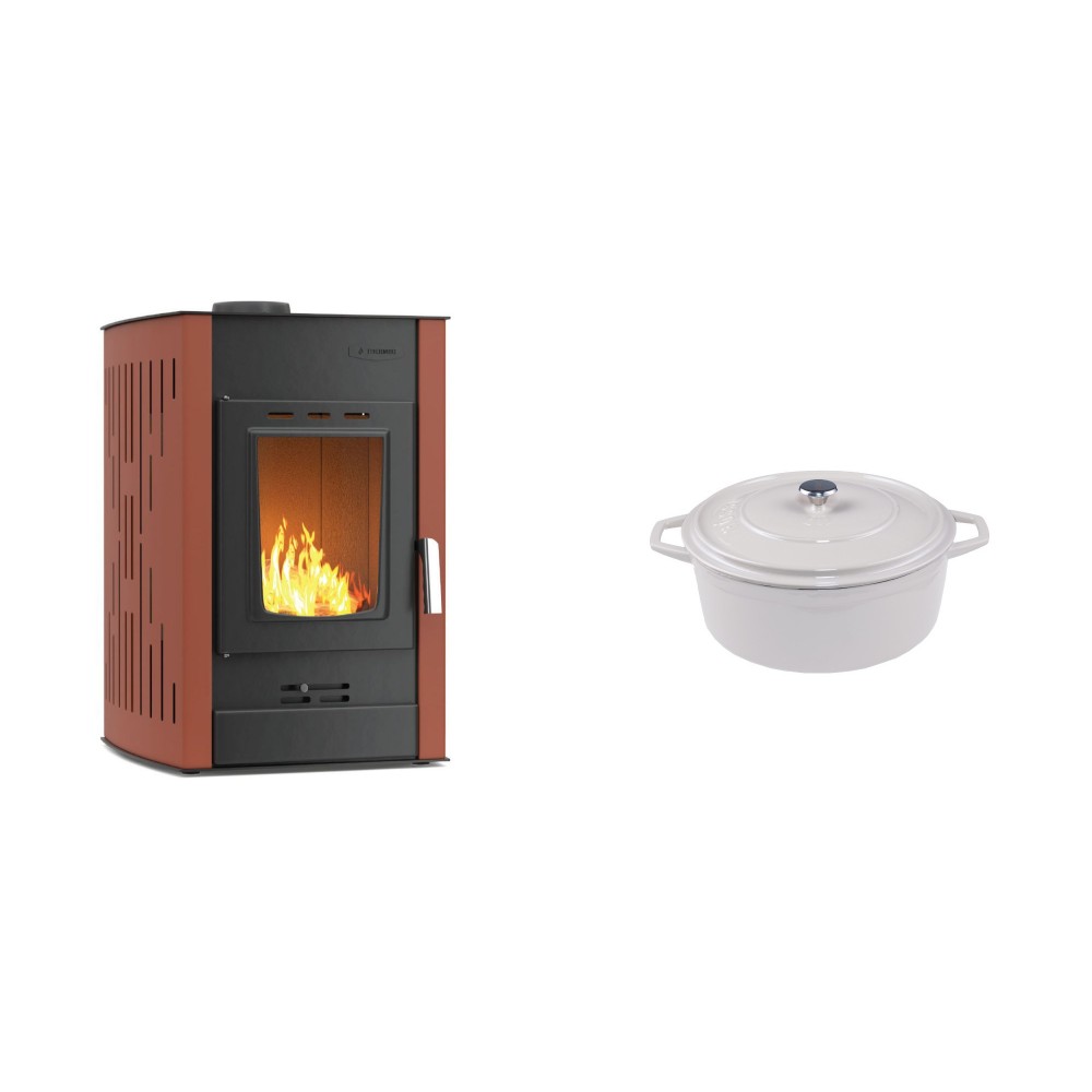 Set Kaminofen, Holzofen Wasserführend Velmora Fire ATS HYDRO, 25kW + Gusseisen Topf Tiefer Solagio, Ivory, Ф12