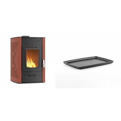 Set Kaminofen, Holzofen Wasserführend Velmora Fire ATS HYDRO, 25kW + Rechteckige Servierplatte aus Gusseisen Solagio, 21x31cm - Küchenofen / Küchenhexe