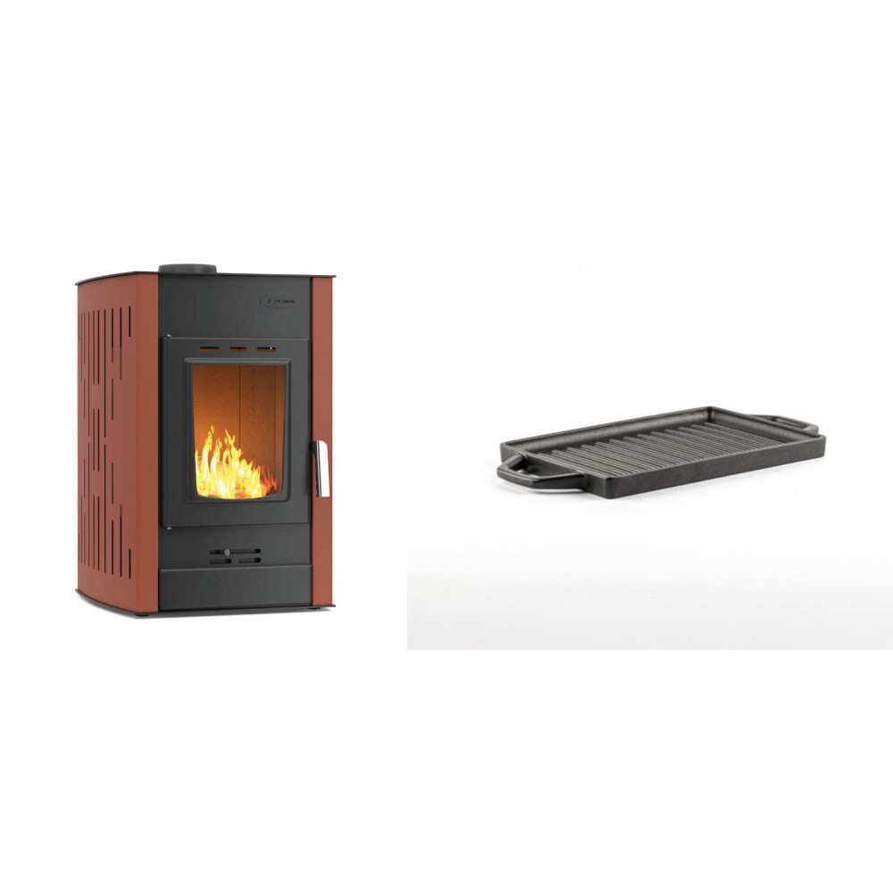 Set Kaminofen, Holzofen Wasserführend Velmora Fire ATS HYDRO, 25kW + Mini-Grillplatte aus Gusseisen Solagio, 15.5x22.5cm