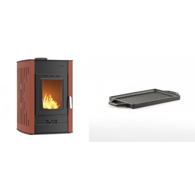 Set Kaminofen, Holzofen Wasserführend Velmora Fire ATS HYDRO, 25kW + Mini-Grillplatte aus Gusseisen Solagio, 15.5x22.5cm - Küchenofen / Küchenhexe