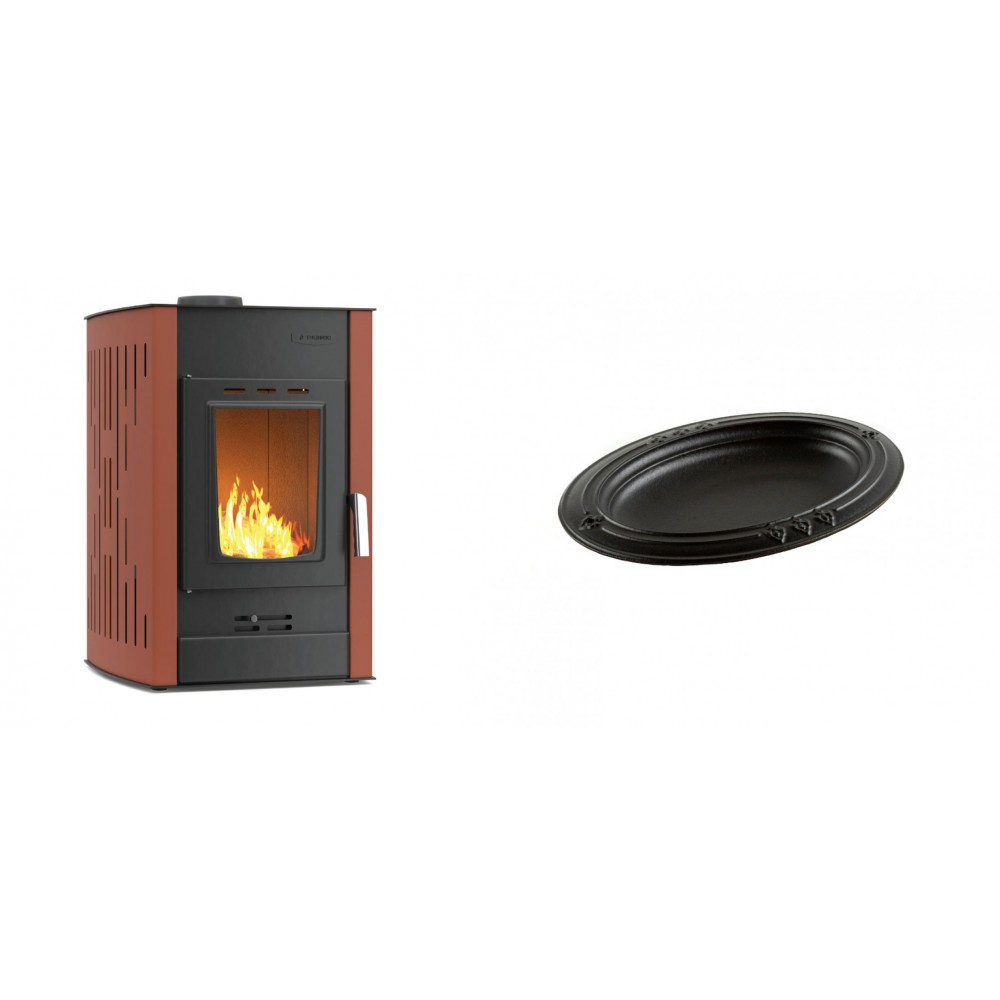 Set Kaminofen, Holzofen Wasserführend Velmora Fire ATS HYDRO, 25kW + Gusseiserne auflaufform Solagio oval, 25x33cm