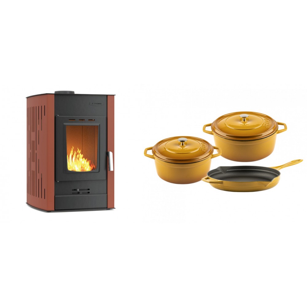 Set Kaminofen, Holzofen Wasserführend Velmora Fire ATS HYDRO, 25kW + Gusseisen Topf Set aus 3 teilen Solagio, Dijon | Holzofen | Kaminofen |