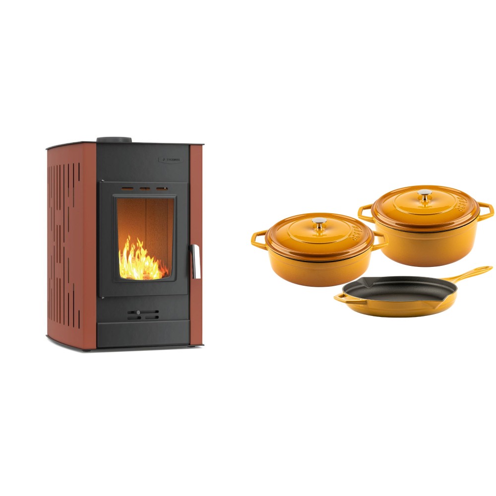 Set Kaminofen, Holzofen Wasserführend Velmora Fire ATS HYDRO, 25kW + Gusseisen Topf Set aus 3 teilen Solagio, Dijon | Holzofen | Kaminofen |