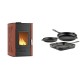 Set Kaminofen, Holzofen Wasserführend Velmora Fire ATS HYDRO, 25kW + Gusseisen Topf Set aus 3 teilen Solagio, Black Onyx | Holzofen | Kaminofen |