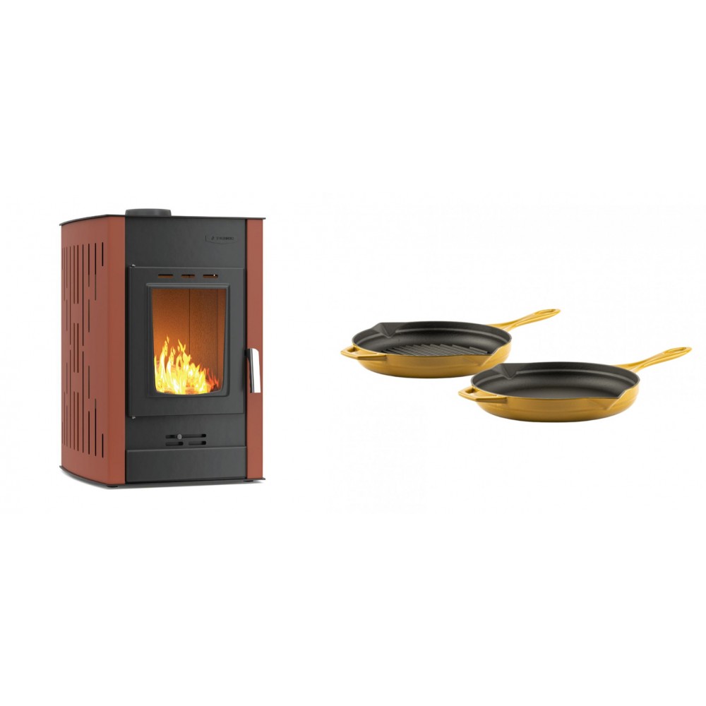 Set Kaminofen, Holzofen Wasserführend Velmora Fire ATS HYDRO, 25kW + Gusseisen Topf Set aus 2 teilen Solagio, Dijon