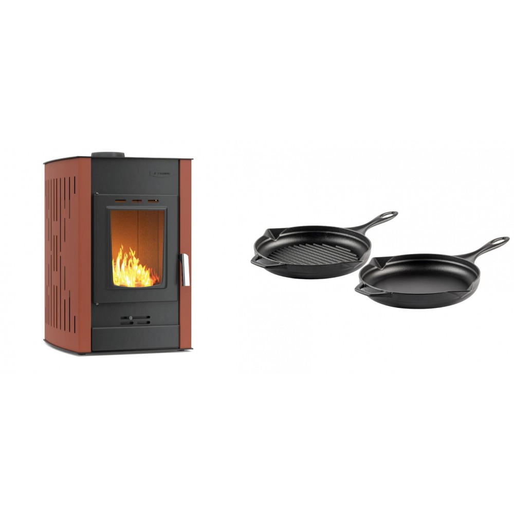 Set Kaminofen, Holzofen Wasserführend Velmora Fire ATS HYDRO, 25kW + Gusseisen Topf Set aus 2 teilen Solagio, Black Onyx