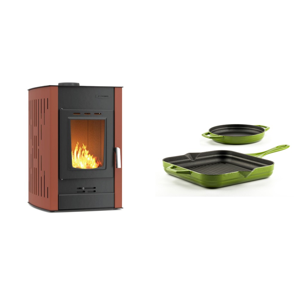 Set Kaminofen, Holzofen Wasserführend Velmora Fire ATS HYDRO, 25kW + Gusseisen Topf Set aus 2 teilen Solagio, Bamboo | Holzofen | Kaminofen |