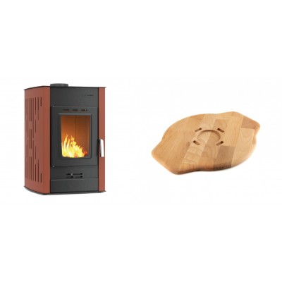 Set Kaminofen, Holzofen Wasserführend Velmora Fire ATS HYDRO, 25kW + Holz untersetzer für Gusseisenplatte Solagio HSYSAK28 - Küchenofen / Küchenhexe