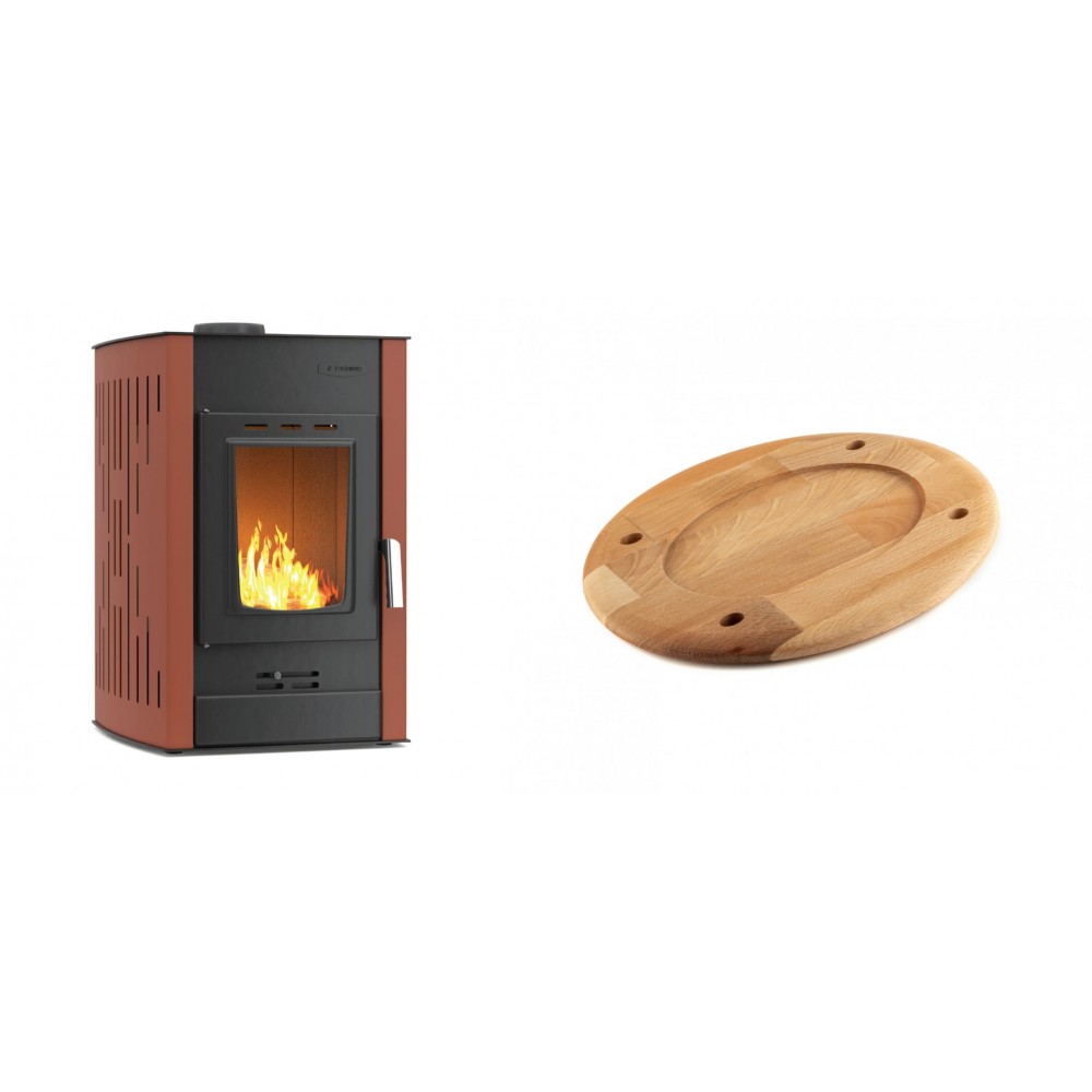 Set Kaminofen, Holzofen Wasserführend Velmora Fire ATS HYDRO, 25kW + Holz untersetzer für ovale platte Solagio HSOISK2533, 25x33cm | Holzofen | Kaminofen |