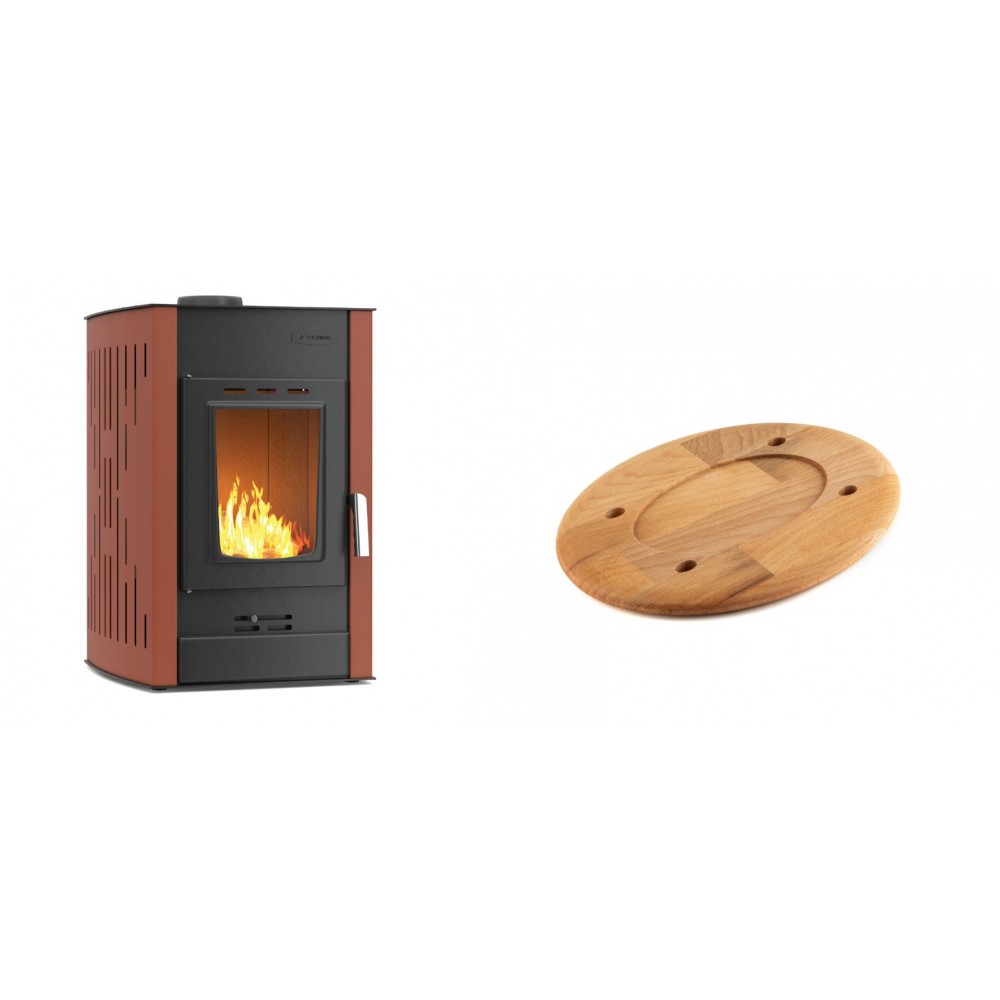 Set Kaminofen, Holzofen Wasserführend Velmora Fire ATS HYDRO, 25kW + Holz untersetzer für ovale platte Solagio HSOISK1728, 17x28cm | Holzofen | Kaminofen |