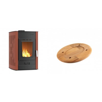 Set Kaminofen, Holzofen Wasserführend Velmora Fire ATS HYDRO, 25kW + Holz untersetzer für ovale platte Solagio HSOISK1728, 17x28cm - Küchenofen / Küchenhexe