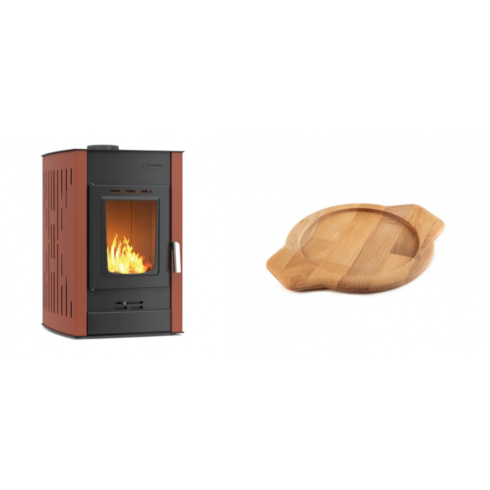 Set Kaminofen, Holzofen Wasserführend Velmora Fire ATS HYDRO, 25kW + Holz untersetzer für gusseisenschüssel Solagio HSYKTV22