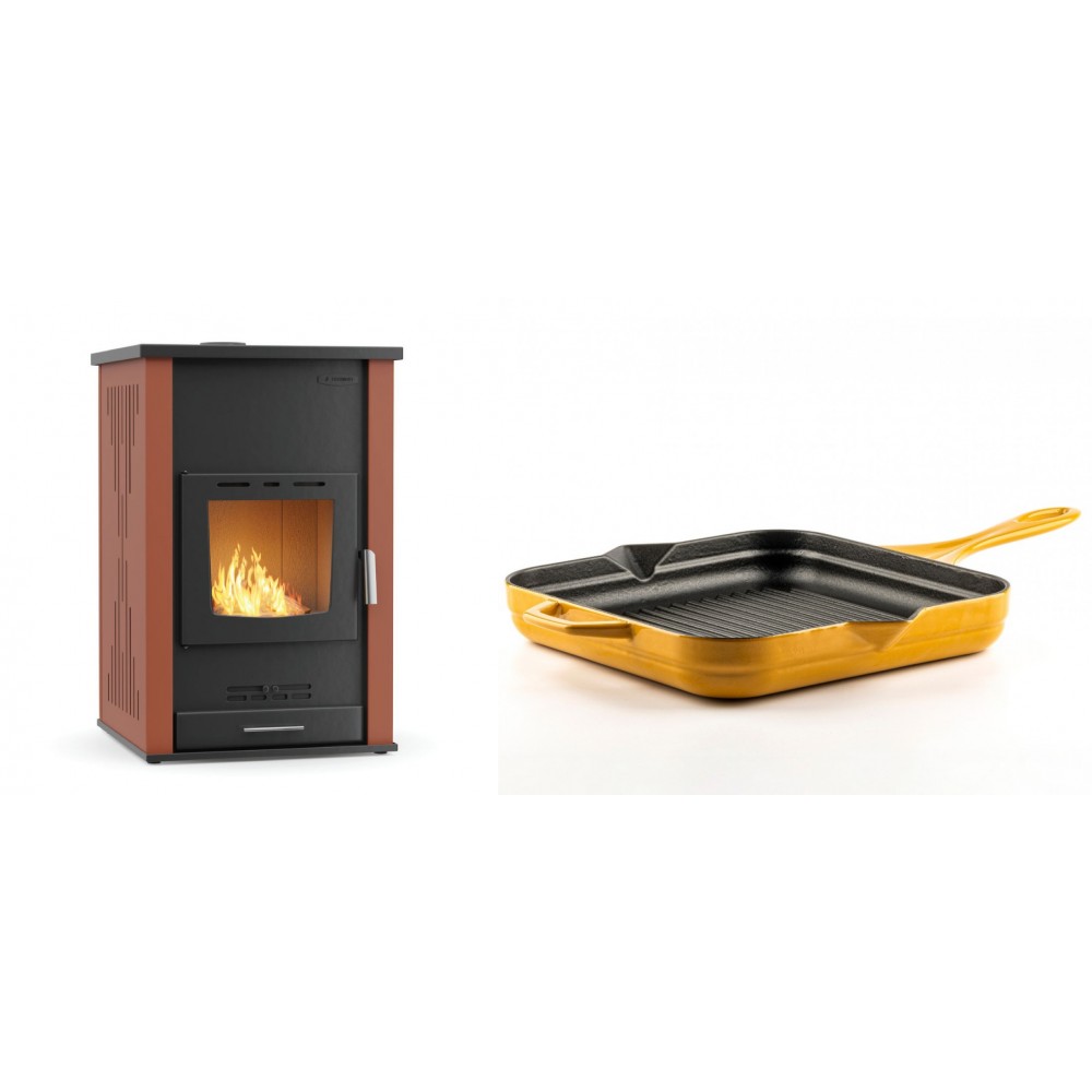 Set Kaminofen, Holzofen Wasserführend Velmora Fire ATS HYDRO, 33kW + Emaillierte grillpfanne Gusseisen Solagio, Dijon, 28х28cm