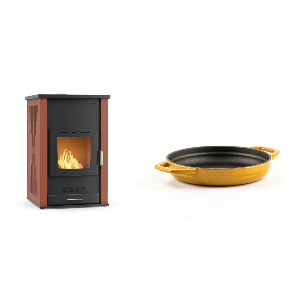 Set Kaminofen, Holzofen Wasserführend Velmora Fire ATS HYDRO, 33kW + Emaillierte gusseisenpfanne mit zwei Griffen Solagio, Dijon, Ф16cm | Holzofen | Kaminofen |