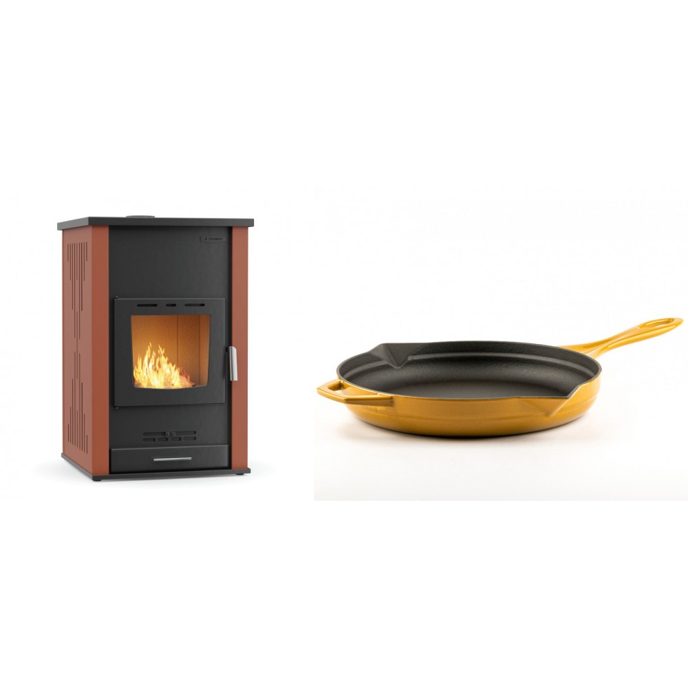 Set Kaminofen, Holzofen Wasserführend Velmora Fire ATS HYDRO, 33kW + Emaillierte Gusseisenpfanne Solagio, Dijon, Ф28cm | Holzofen | Kaminofen |