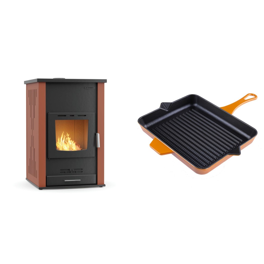 Set Kaminofen, Holzofen Wasserführend Velmora Fire ATS HYDRO, 33kW + Emaillierte grillpfanne Gusseisen Solagio, Dijon, 26x32cm | Holzofen | Kaminofen |