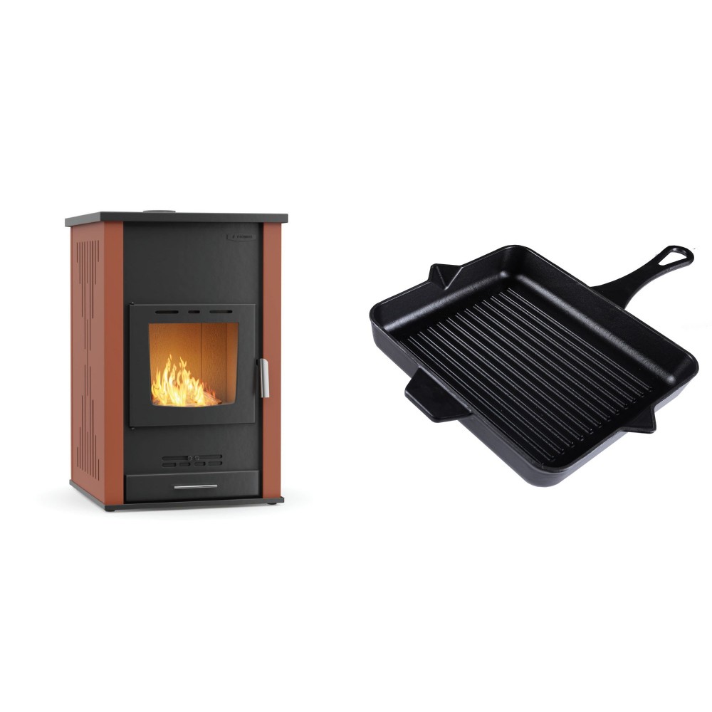 Set Kaminofen, Holzofen Wasserführend Velmora Fire ATS HYDRO, 33kW + Emaillierte grillpfanne Gusseisen Solagio, Black Onyx, 26x32cm | Holzofen | Kaminofen |