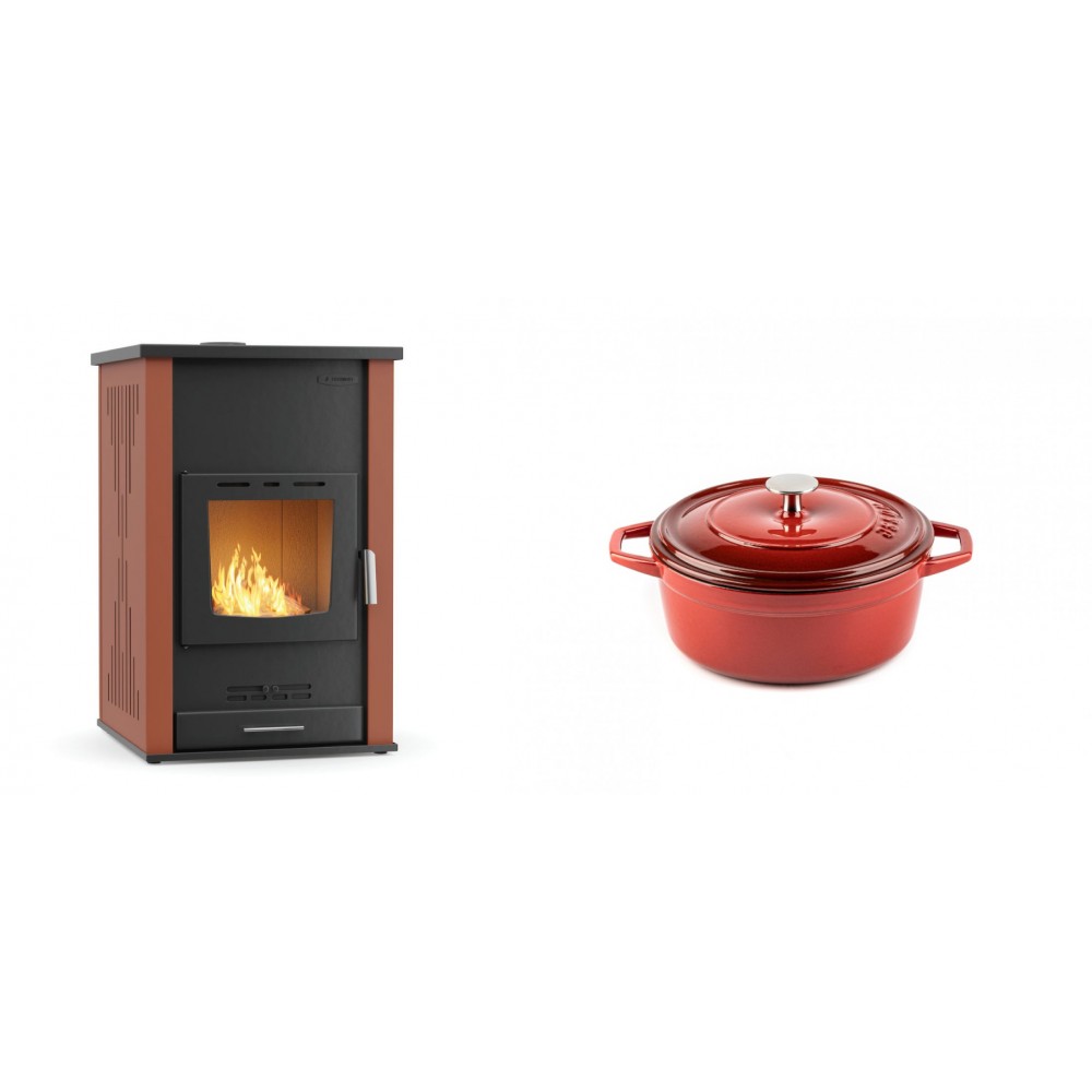 Set Kaminofen, Holzofen Wasserführend Velmora Fire ATS HYDRO, 33kW + Gusseisen Topf Tiefer Solagio, Rubin, Ф12 | Holzofen | Kaminofen |