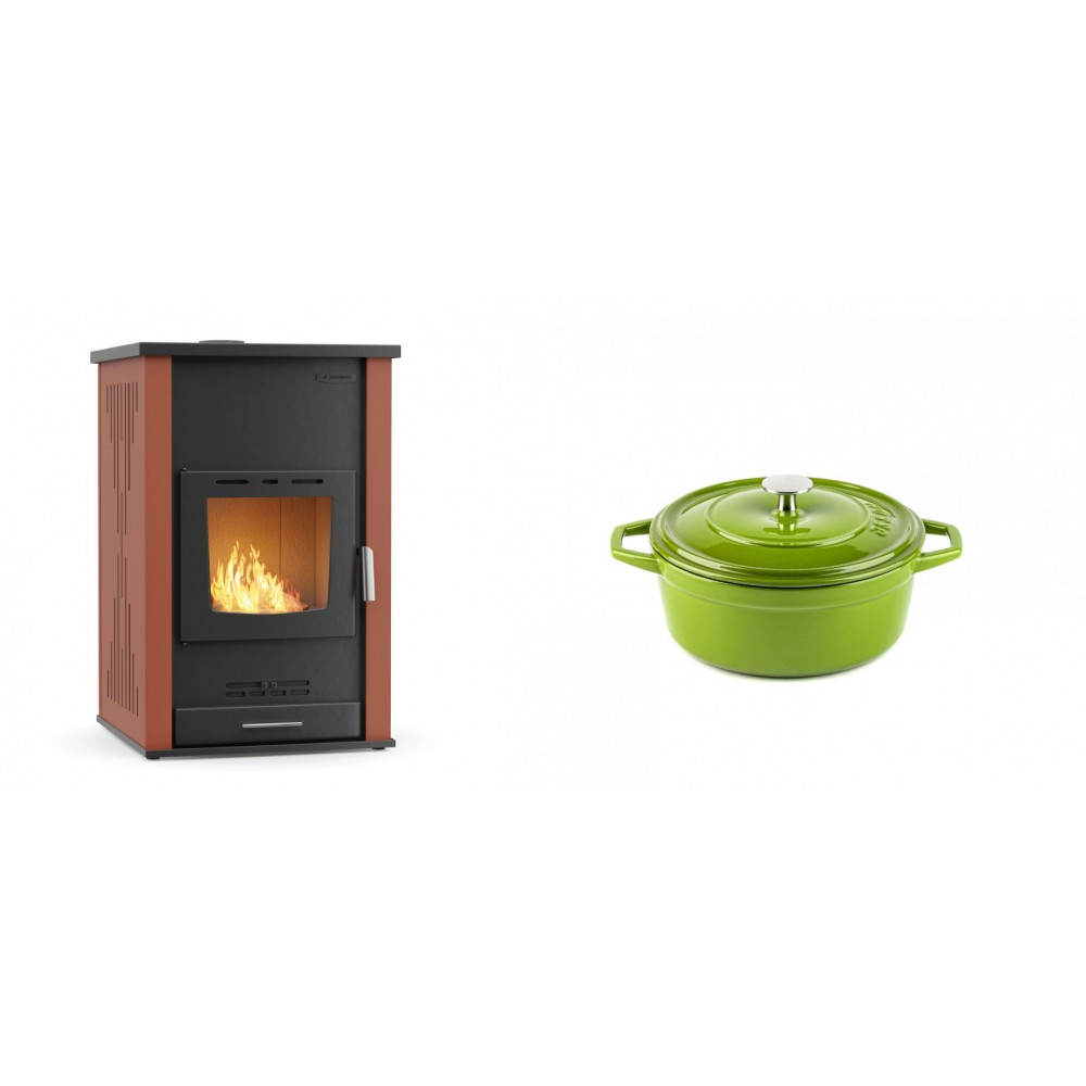 Set Kaminofen, Holzofen Wasserführend Velmora Fire ATS HYDRO, 33kW + Gusseisen Topf Tiefer Solagio, Bamboo, Ф12 | Holzofen | Kaminofen |