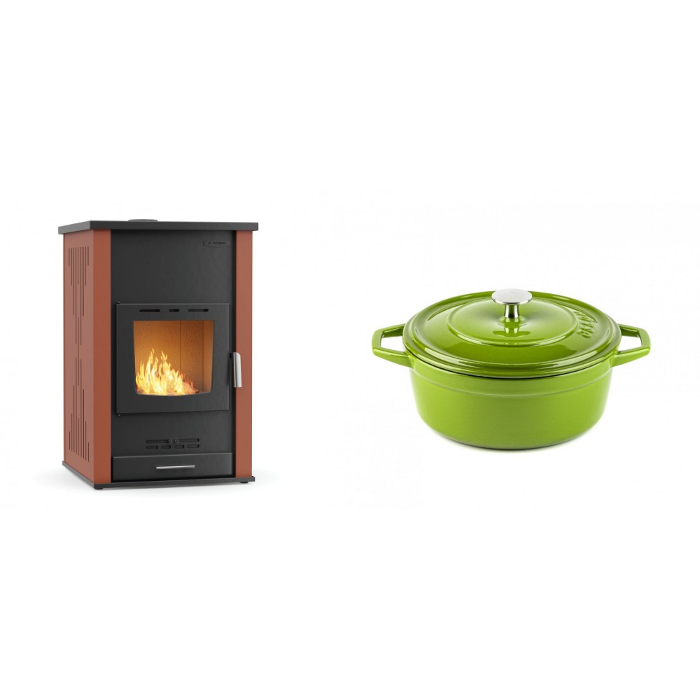 Set Kaminofen, Holzofen Wasserführend Velmora Fire ATS HYDRO, 33kW + Gusseisen Topf Tiefer Solagio, Bamboo, Ф20