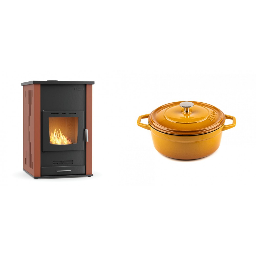 Set Kaminofen, Holzofen Wasserführend Velmora Fire ATS HYDRO, 33kW + Gusseisen Topf Tiefer Solagio, Dijon, Ф20