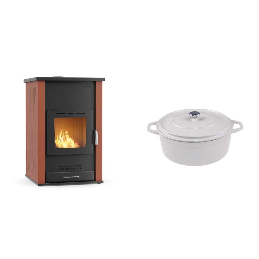 Set Kaminofen, Holzofen Wasserführend Velmora Fire ATS HYDRO, 33kW + Gusseisen Topf Tiefer Solagio, Ivory, Ф20 | Holzofen | Kaminofen |