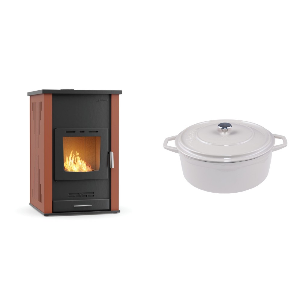 Set Kaminofen, Holzofen Wasserführend Velmora Fire ATS HYDRO, 33kW + Gusseisen Topf Tiefer Solagio, Ivory, Ф24 | Holzofen | Kaminofen |