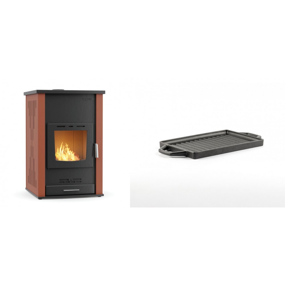 Set Kaminofen, Holzofen Wasserführend Velmora Fire ATS HYDRO, 33kW + Mini-Grillplatte aus Gusseisen Solagio, 15.5x22.5cm