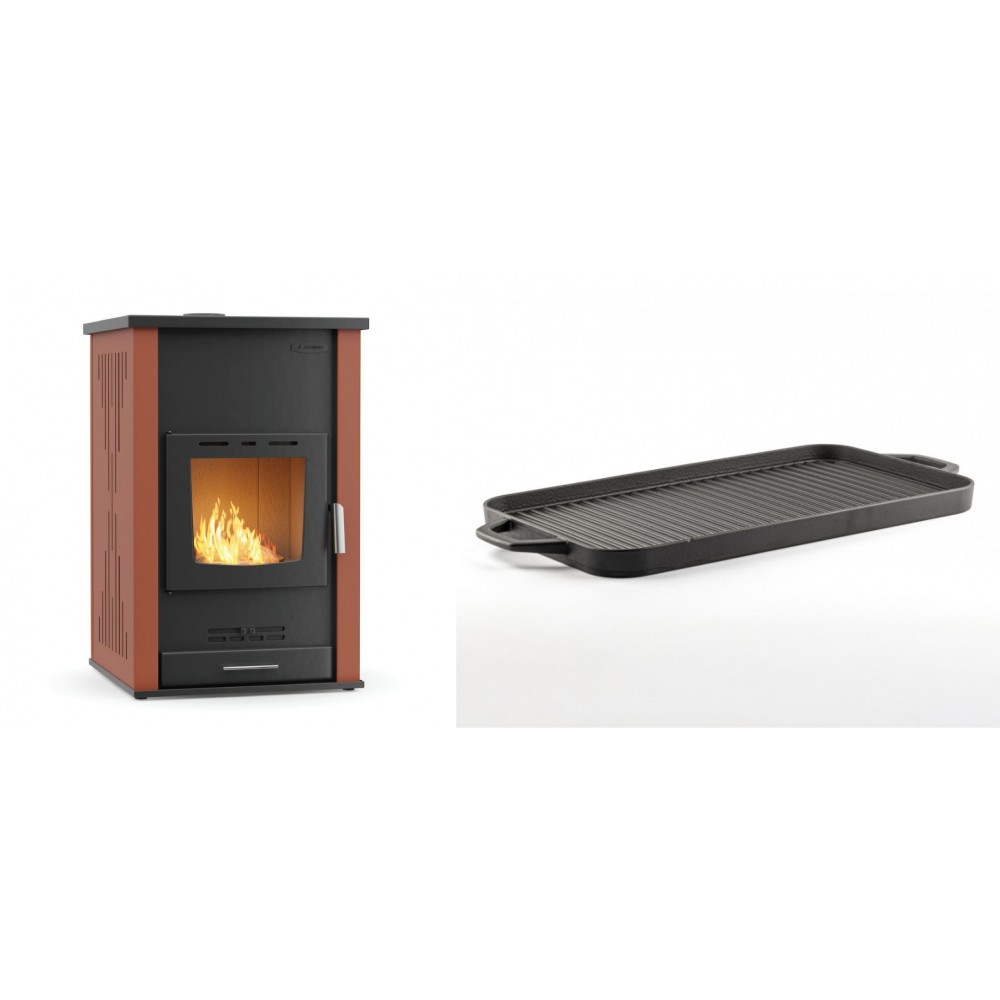 Set Kaminofen, Holzofen Wasserführend Velmora Fire ATS HYDRO, 33kW + Große Grillplatte aus Gusseisen Solagio, 25x44cm