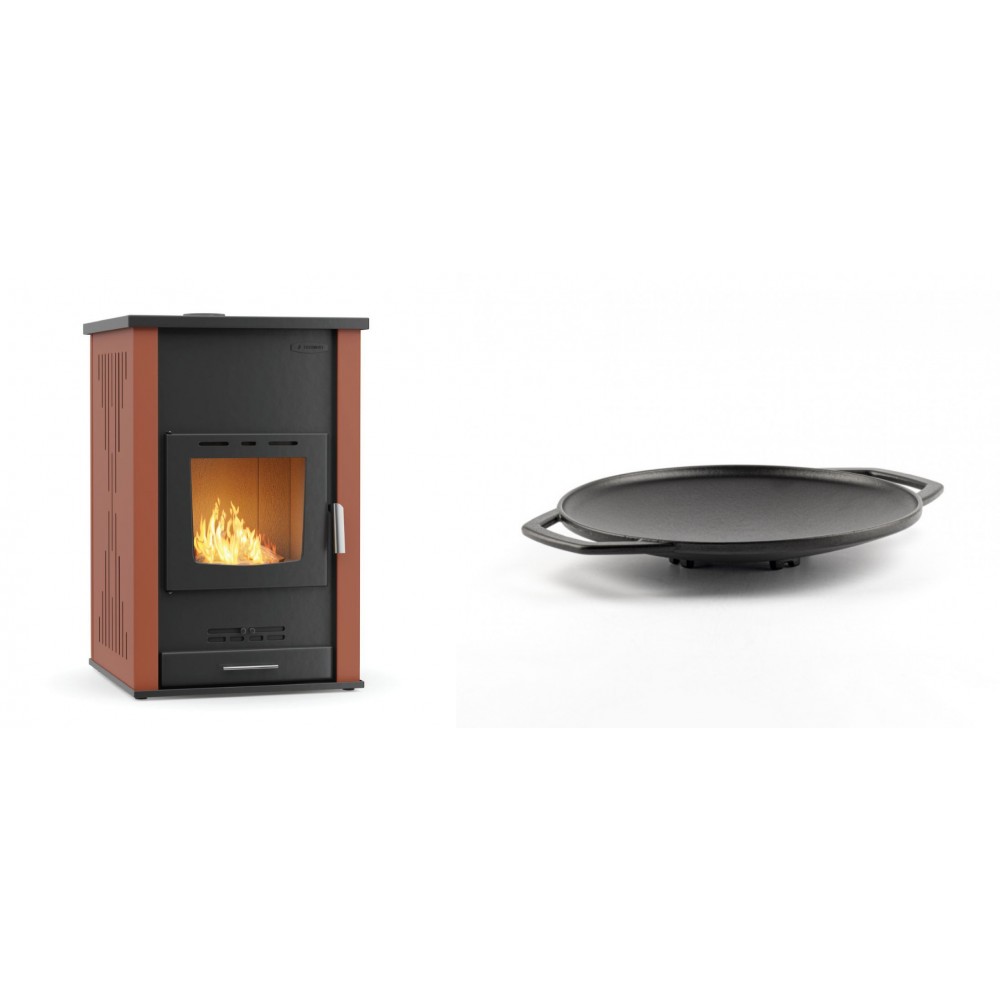 Set Kaminofen, Holzofen Wasserführend Velmora Fire ATS HYDRO, 33kW + Backplatte aus Gusseisen Solagio, Ф28cm