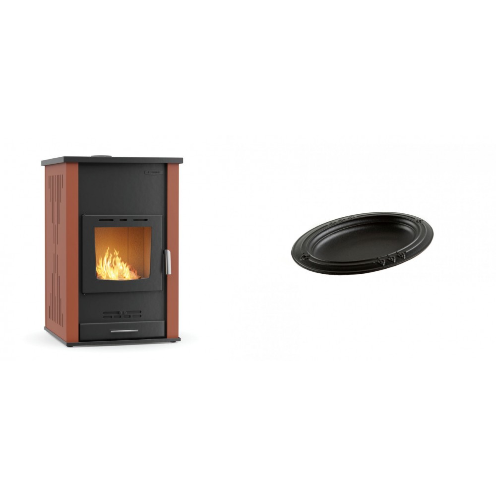 Set Kaminofen, Holzofen Wasserführend Velmora Fire ATS HYDRO, 33kW + Gusseiserne auflaufform Solagio oval, 17x28cm