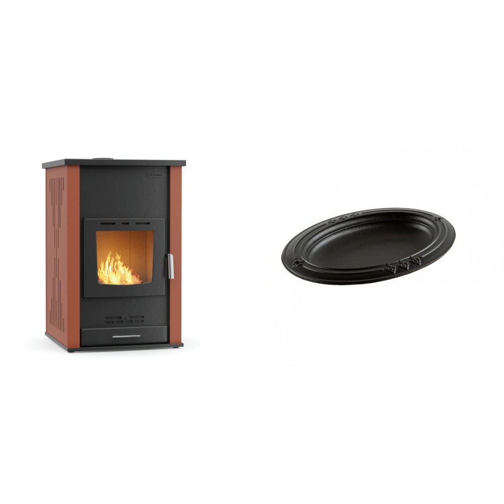 Set Kaminofen, Holzofen Wasserführend Velmora Fire ATS HYDRO, 33kW + Gusseiserne auflaufform Solagio oval, 25x33cm